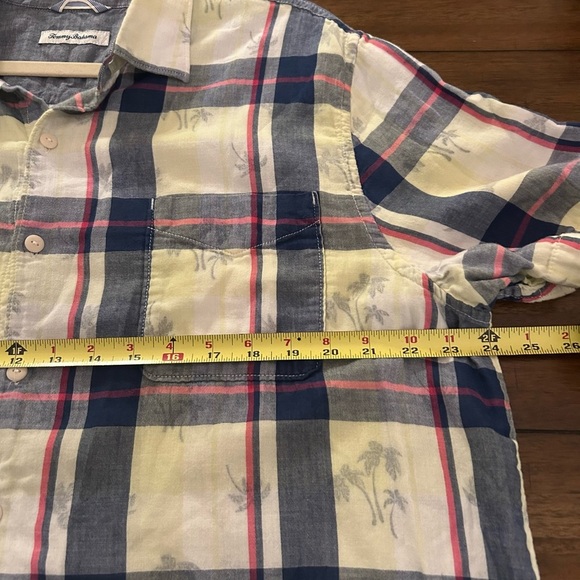 Tommy Bahama Men's Plaid Floral Print Cotton Short Sleeve Shirt Size XL - Picture 7 of 9